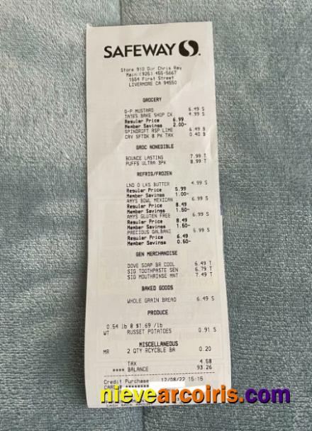 Safeway supermarket payment cehck